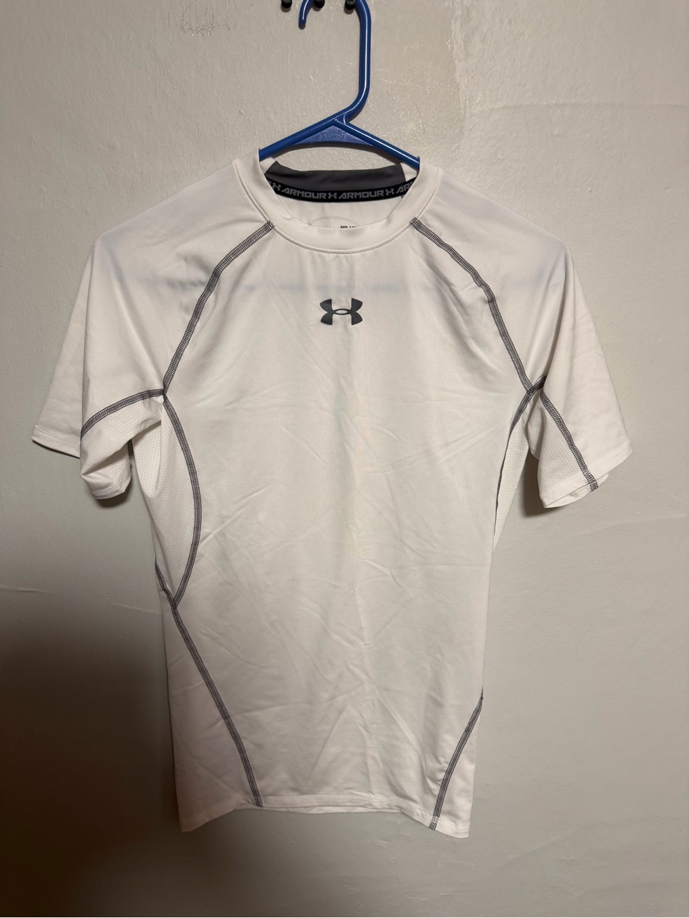 Under Armour White HeatGear Compression Top with Gray Accents